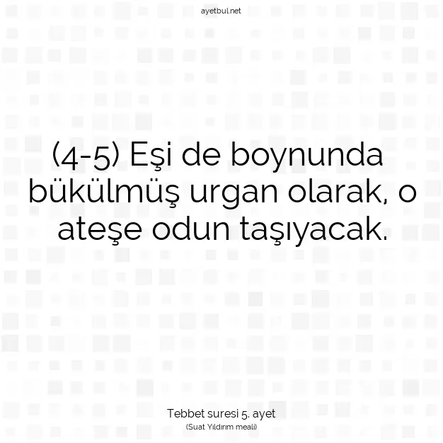Ayetbul | Kuran Mealleri | Quran | Tebbet suresi 5. ayet