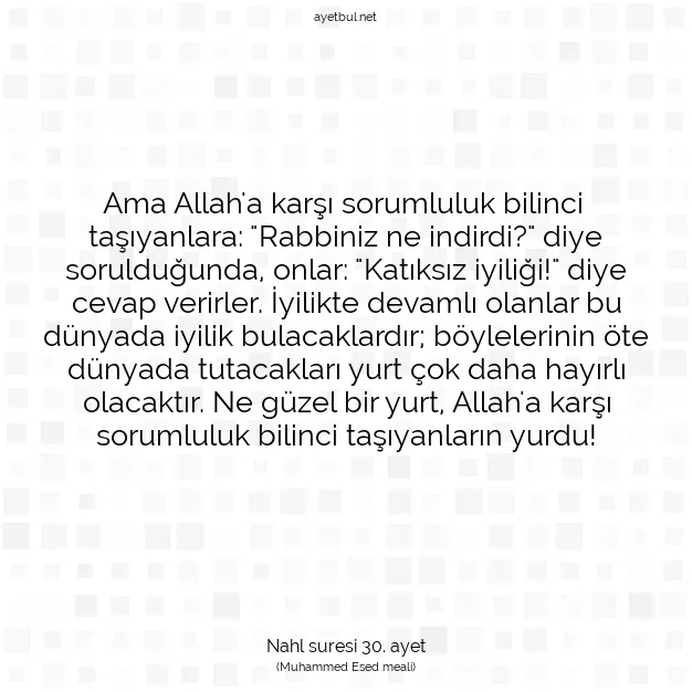 Ayetbul | Kuran Mealleri | Quran | Nahl suresi 30. ayet