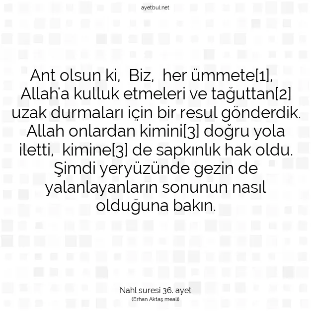 Ayetbul | Kuran Mealleri | Quran | Nahl suresi 36. ayet
