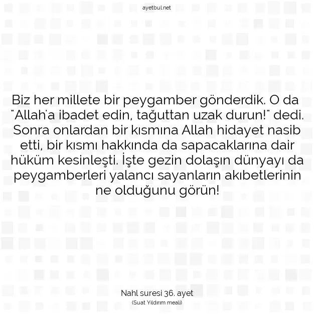 Ayetbul | Kuran Mealleri | Quran | Nahl suresi 36. ayet