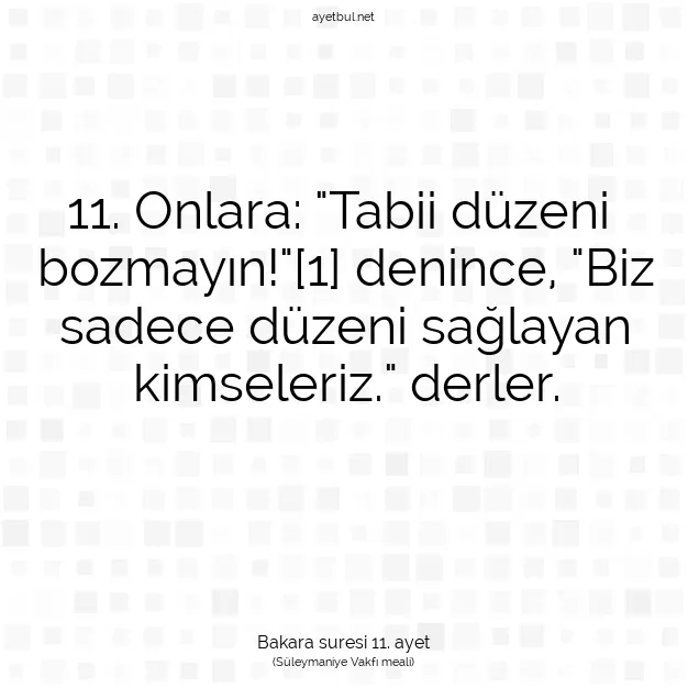 Ayetbul | Kuran Mealleri | Quran | Bakara suresi 11. ayet