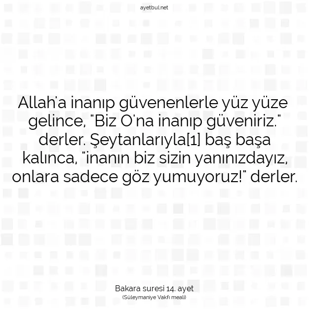 Ayetbul | Kuran Mealleri | Quran | Bakara suresi 14. ayet