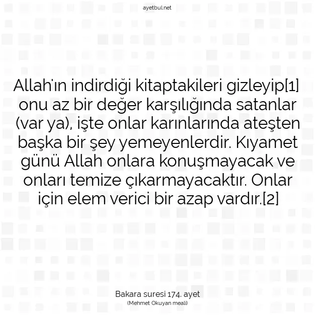 Ayetbul | Kuran Mealleri | Quran | Bakara suresi 174. ayet