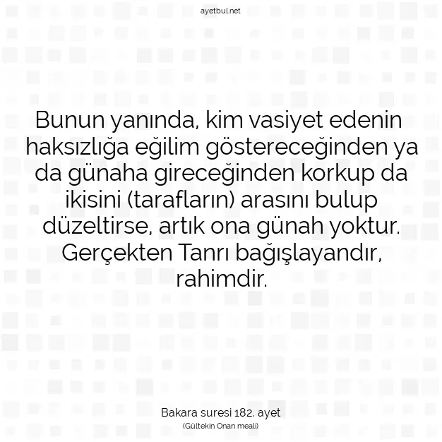 Ayetbul | Kuran Mealleri | Quran | Bakara suresi 182. ayet