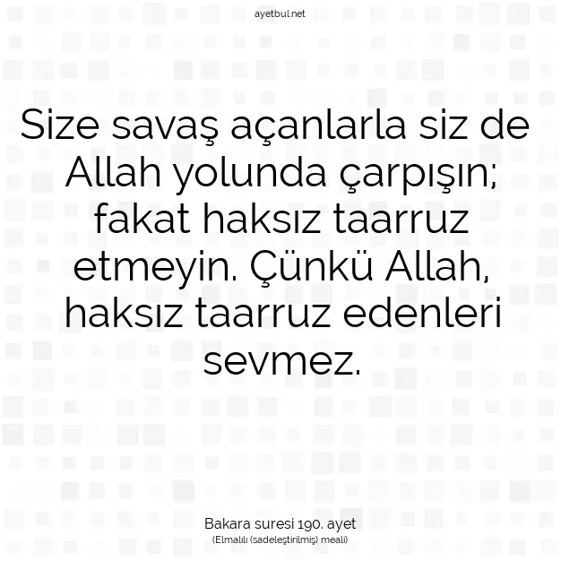 Ayetbul | Kuran Mealleri | Quran | Bakara suresi 190. ayet
