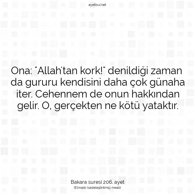 Ayetbul | Kuran Mealleri | Quran | Bakara suresi 206. ayet