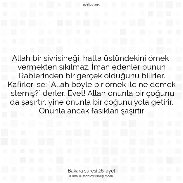 Ayetbul | Kuran Mealleri | Quran | Bakara suresi 26. ayet