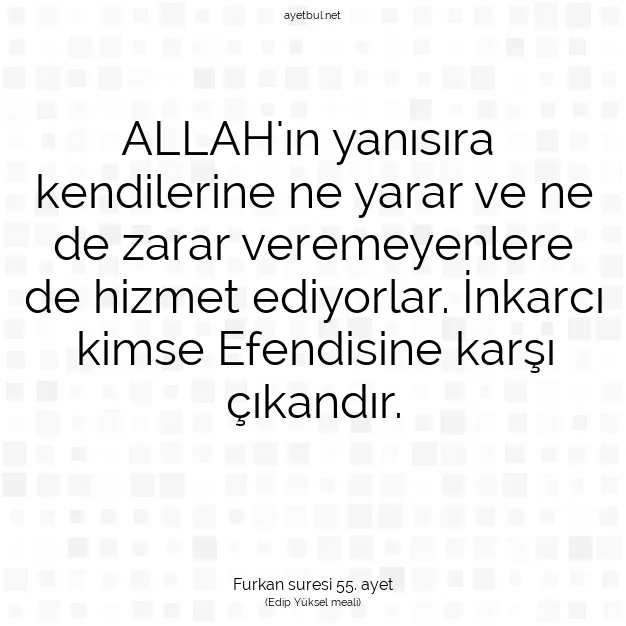 Ayetbul | Kuran Mealleri | Quran | Furkan suresi 55. ayet