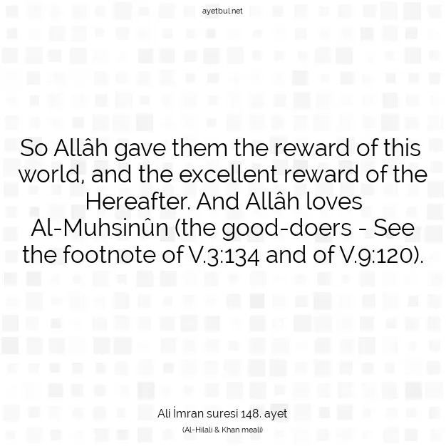Ayetbul | Kuran Mealleri | Quran | Ali İmran suresi 148. ayet