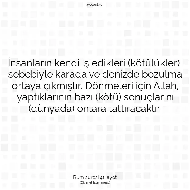 Ayetbul | Kuran Mealleri | Quran | Rum suresi 41. ayet
