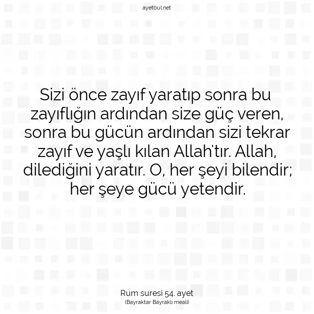 Ayetbul | Kuran Mealleri | Quran | Rum suresi 54. ayet