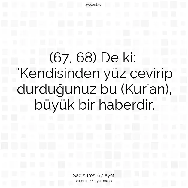 Ayetbul | Kuran Mealleri | Quran | Sad suresi 67. ayet