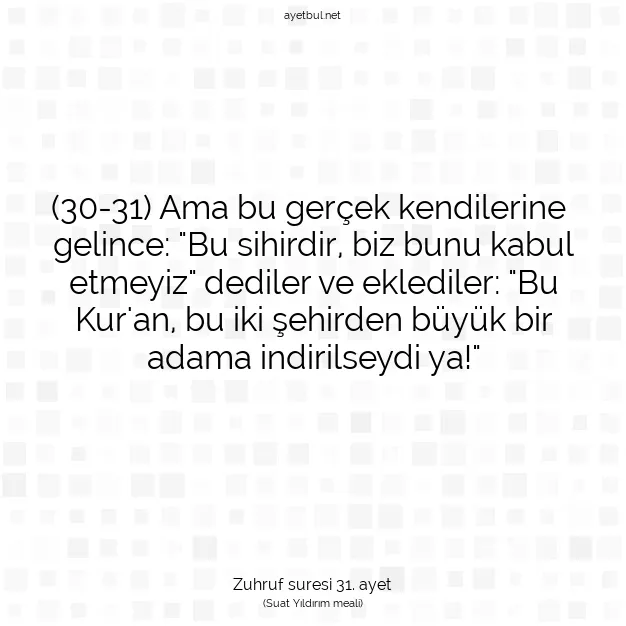 Ayetbul | Kuran Mealleri | Quran | Zuhruf suresi 31. ayet