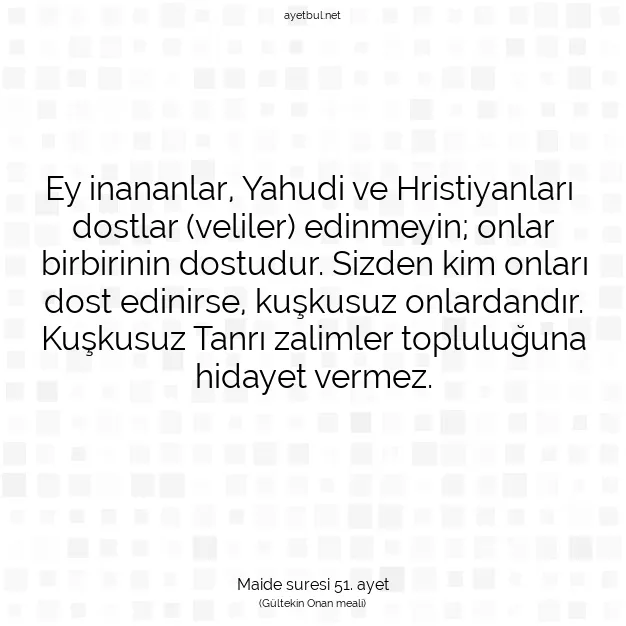Ayetbul | Kuran Mealleri | Quran | Maide suresi 51. ayet