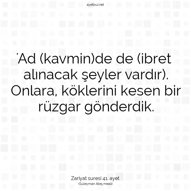 Ayetbul | Kuran Mealleri | Quran | Zariyat suresi 41. ayet