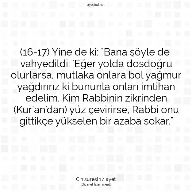 Ayetbul | Kuran Mealleri | Quran | Cin suresi 17. ayet