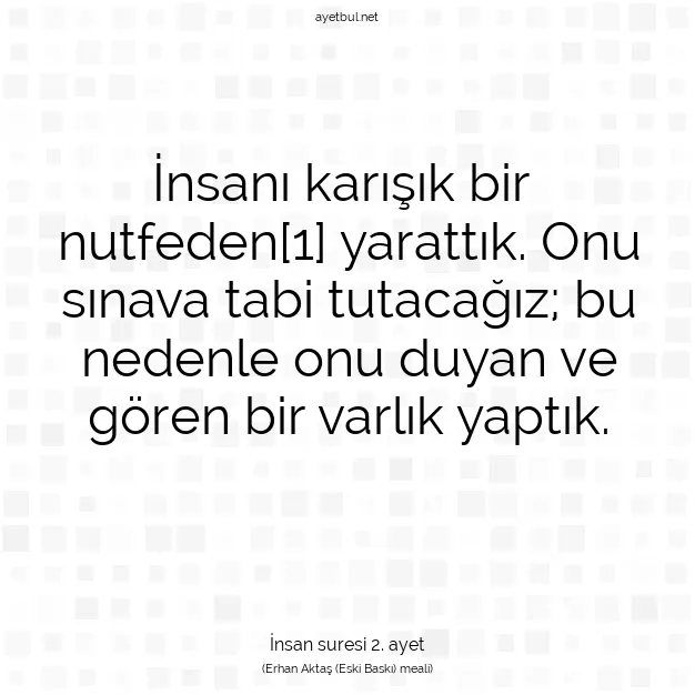 Ayetbul | Kuran Mealleri | Quran | İnsan suresi 2. ayet