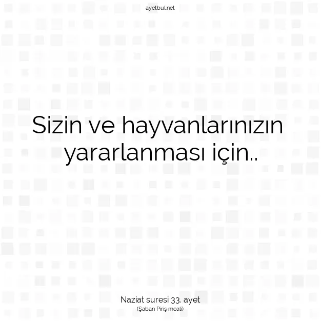 Ayetbul | Kuran Mealleri | Quran | Naziat suresi 33. ayet