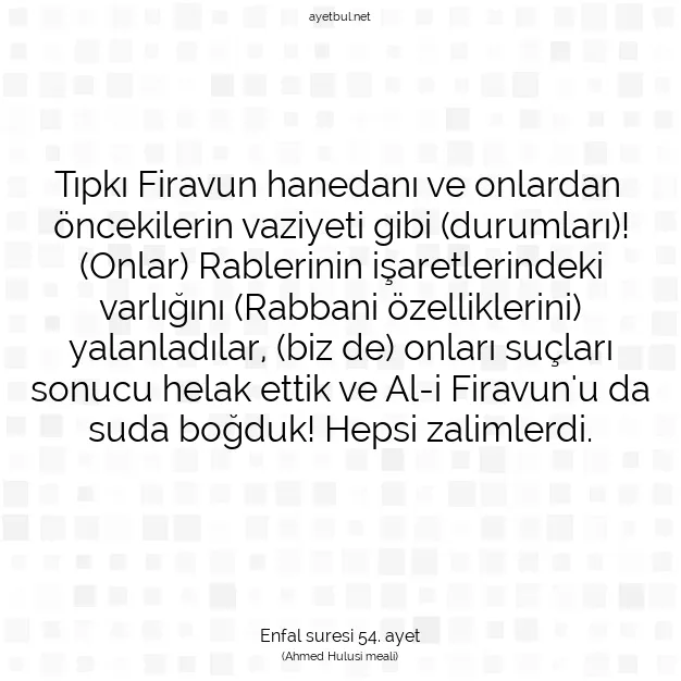 Ayetbul | Kuran Mealleri | Quran | Enfal suresi 54. ayet