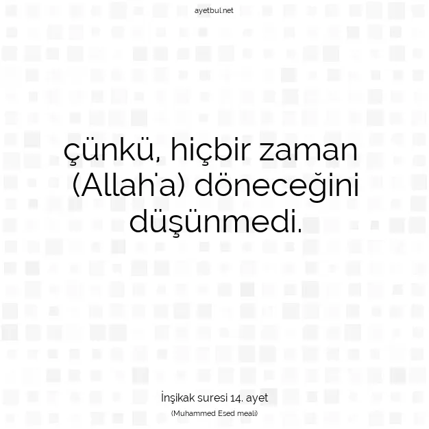 Ayetbul | Kuran Mealleri | Quran | İnşikak suresi 14. ayet