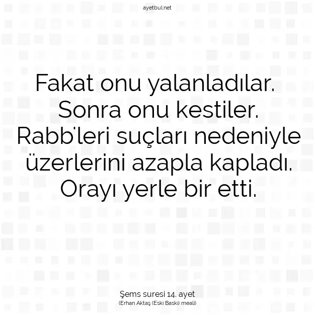 Ayetbul | Kuran Mealleri | Quran | Şems suresi 14. ayet